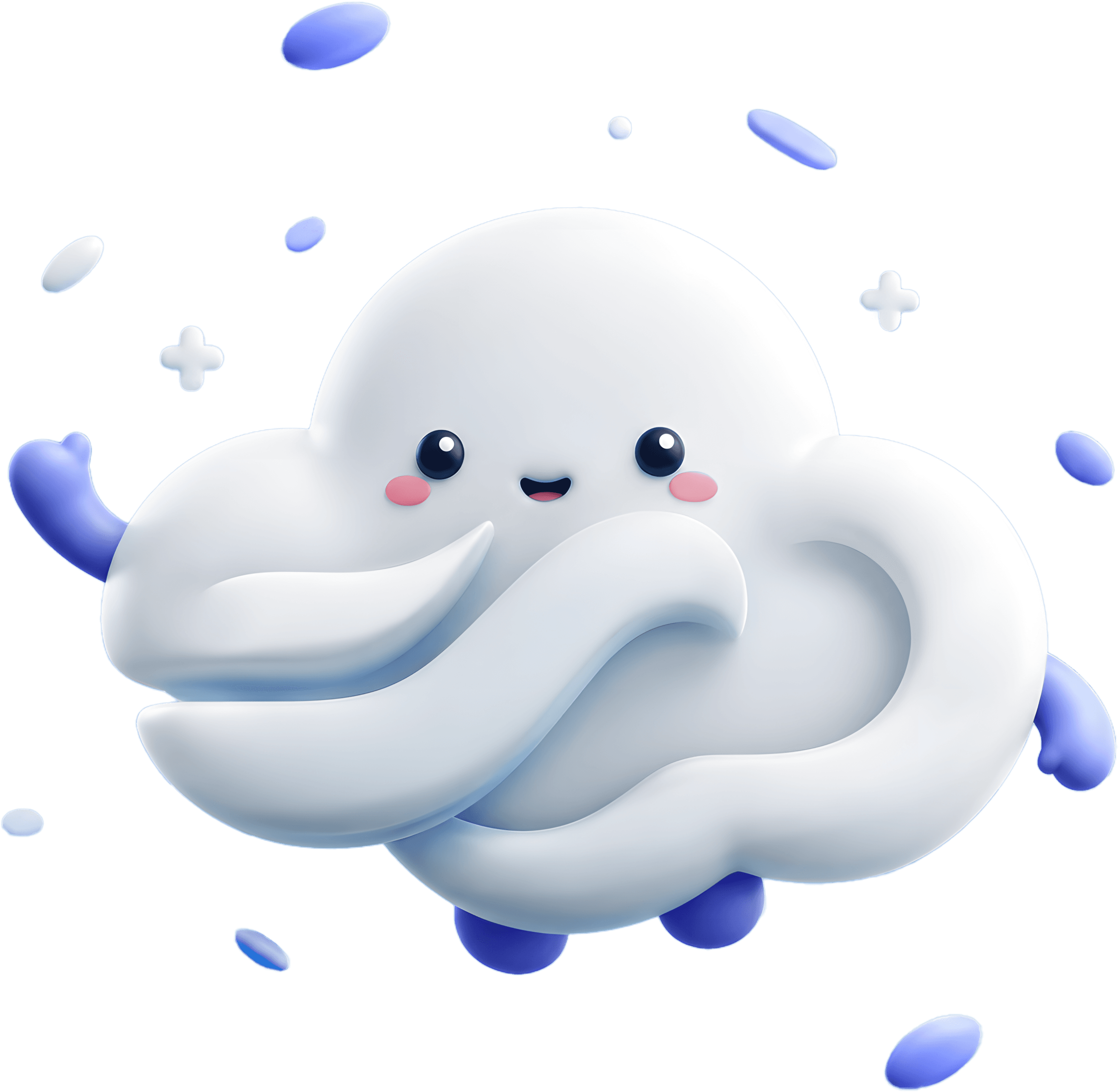 Mascote Nimbus decorativo ao fundo
